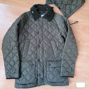 Barbour Bedale Quilted Jacket Non-Waxed Size 34 SL Slim Fit Olive / Sage XS